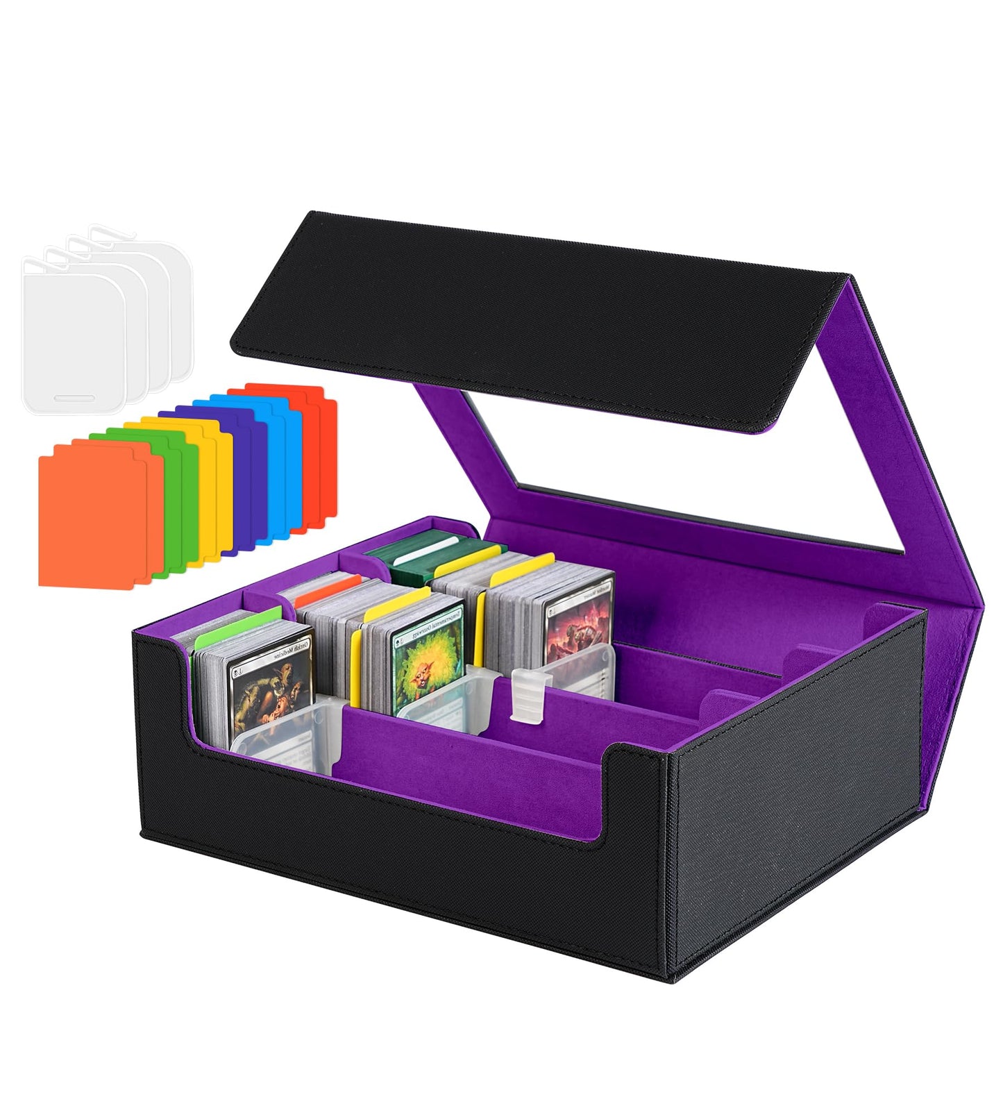 NEWLOOP Trading Card Storage Box - 2400+ Commander Card Deck Case with See-through Display Top for Magic the Gathering PKM YuGiO