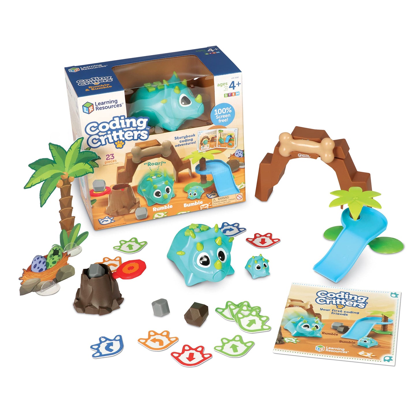 Learning Resources Coding Critters Rumble & Bumble, 23 Pieces, Educational STEM Toy, Screen-Free, Multi Color, Model LER3082