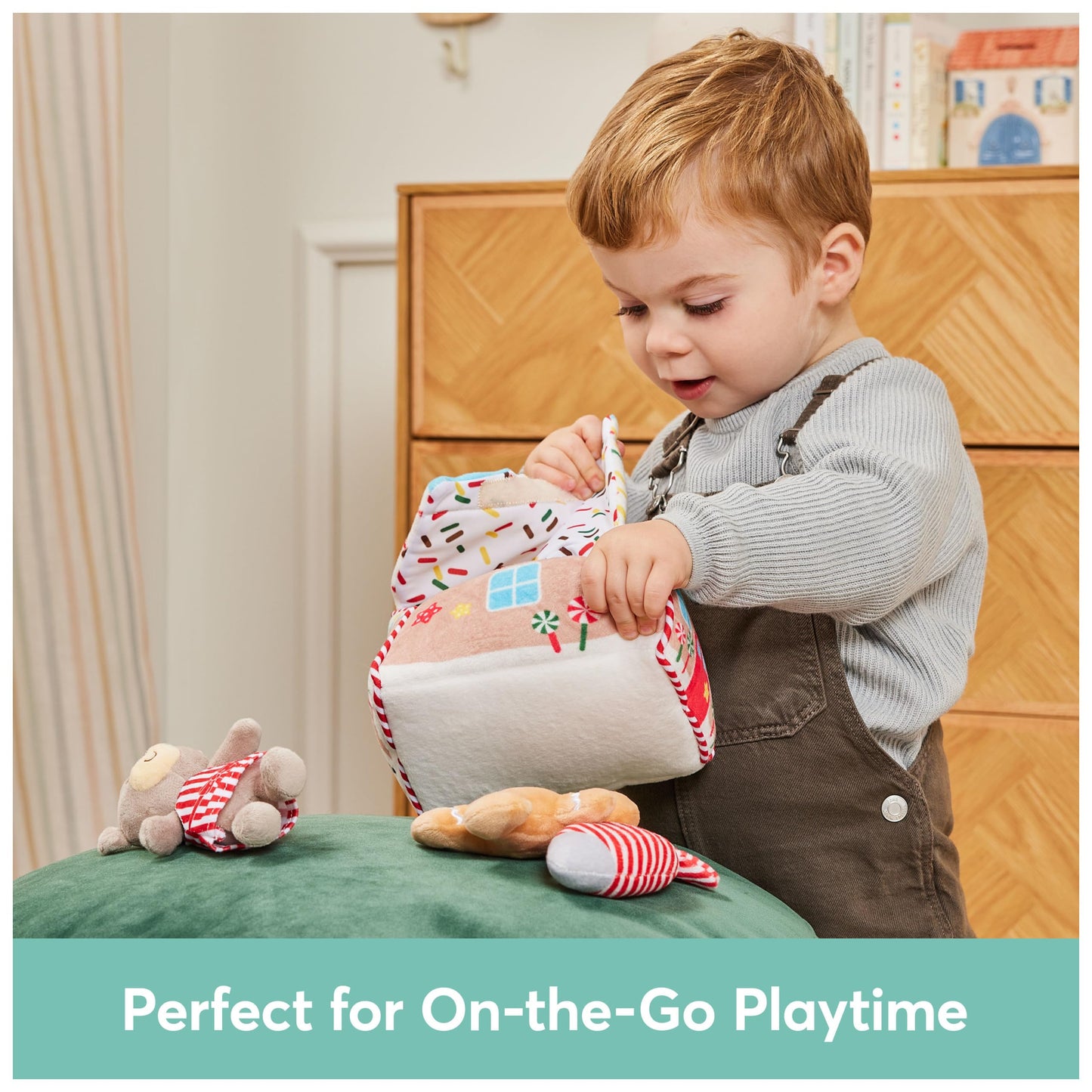 Gund Baby Play Soft Collection, My First Gingerbread House 5-Piece Playset With Rattle, Squeaker And Crinkle Plush Toys, Sensory
