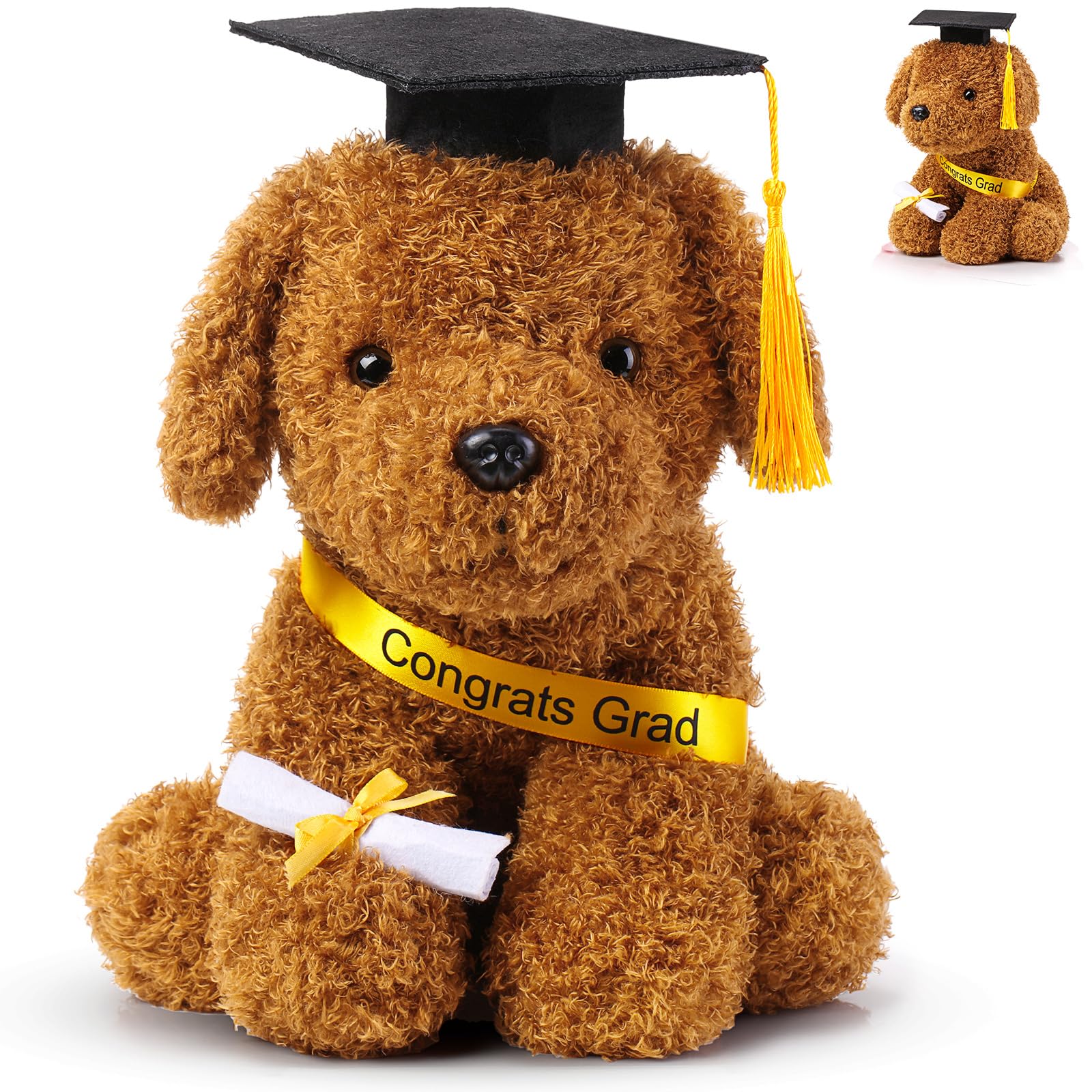 Chalyna 10 Inch Graduation Season Dog Plush Stuffed Animal Puppy With Graduation Hat, Diploma And Sash, Graduation Gift For Frie