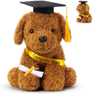 Chalyna 10 Inch Graduation Season Dog Plush Stuffed Animal Puppy With Graduation Hat, Diploma And Sash, Graduation Gift For Frie