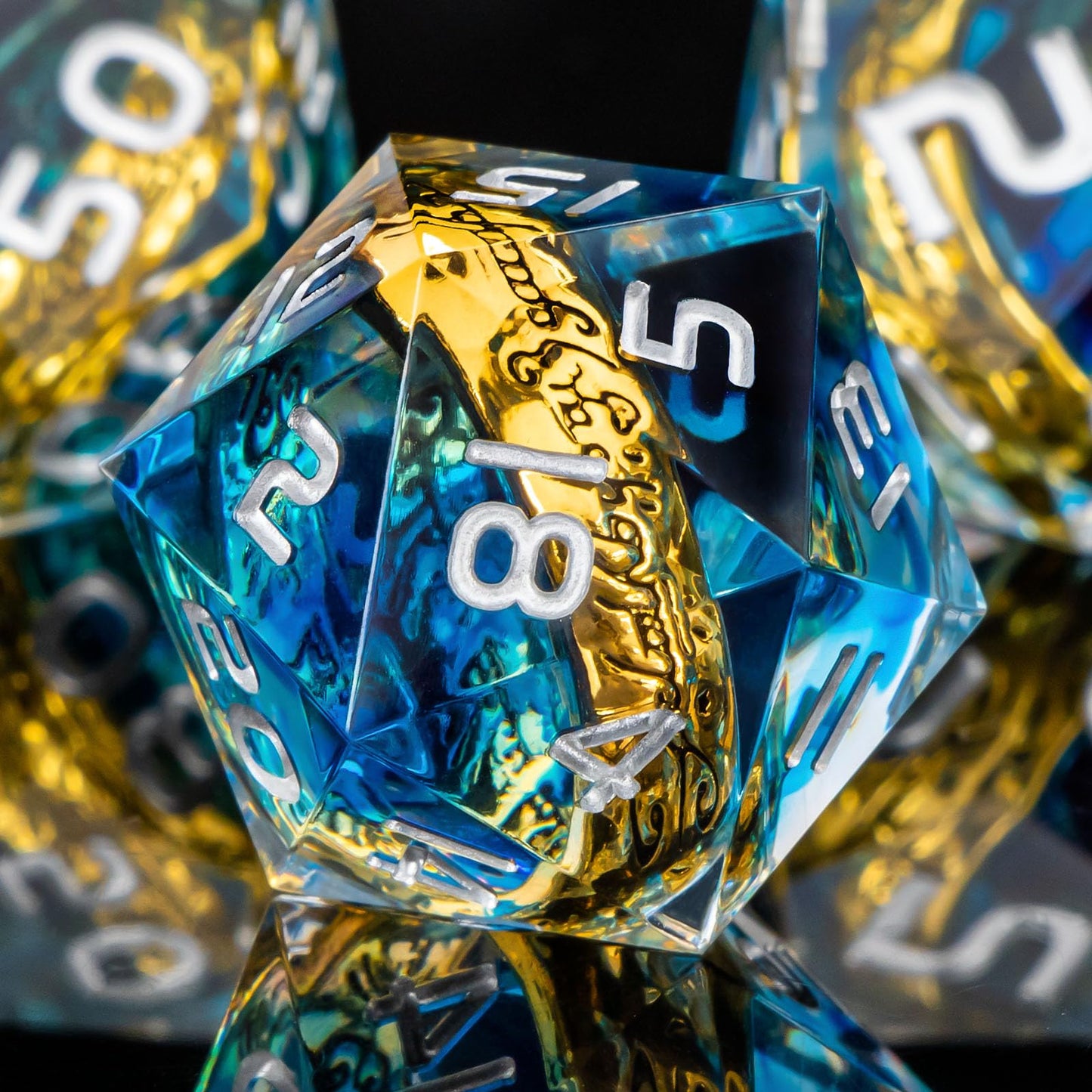OUKELANWO Polyhedral Lord of The Rings Magic Gathering DND Dice Set D&D with Gifts Box, 7Pcs Dungeons and Dragons Resin Role Pla
