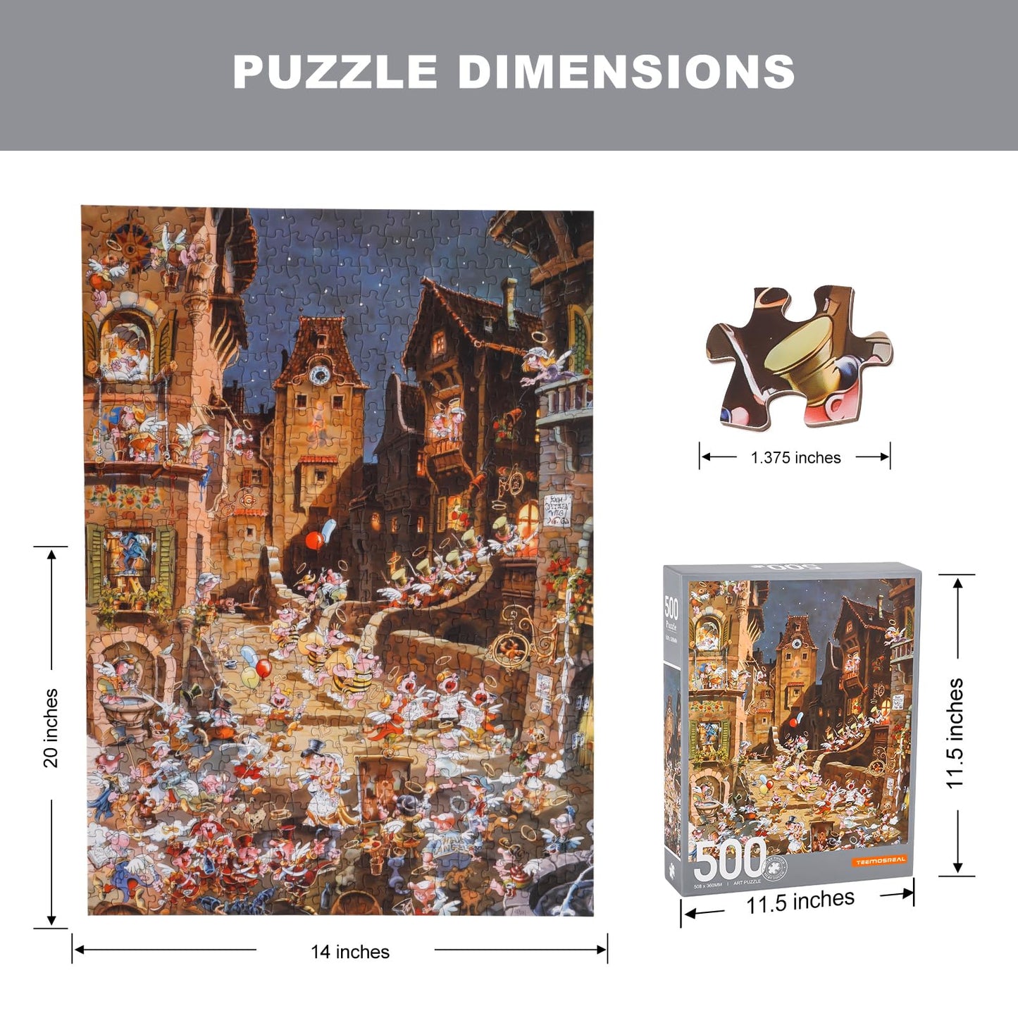 Puzzles For Adults 500 Pieces - Town Night - Challenging & Fun For All Ages, Vibrant Colors, Snap Perfectly, Great For Stress Re