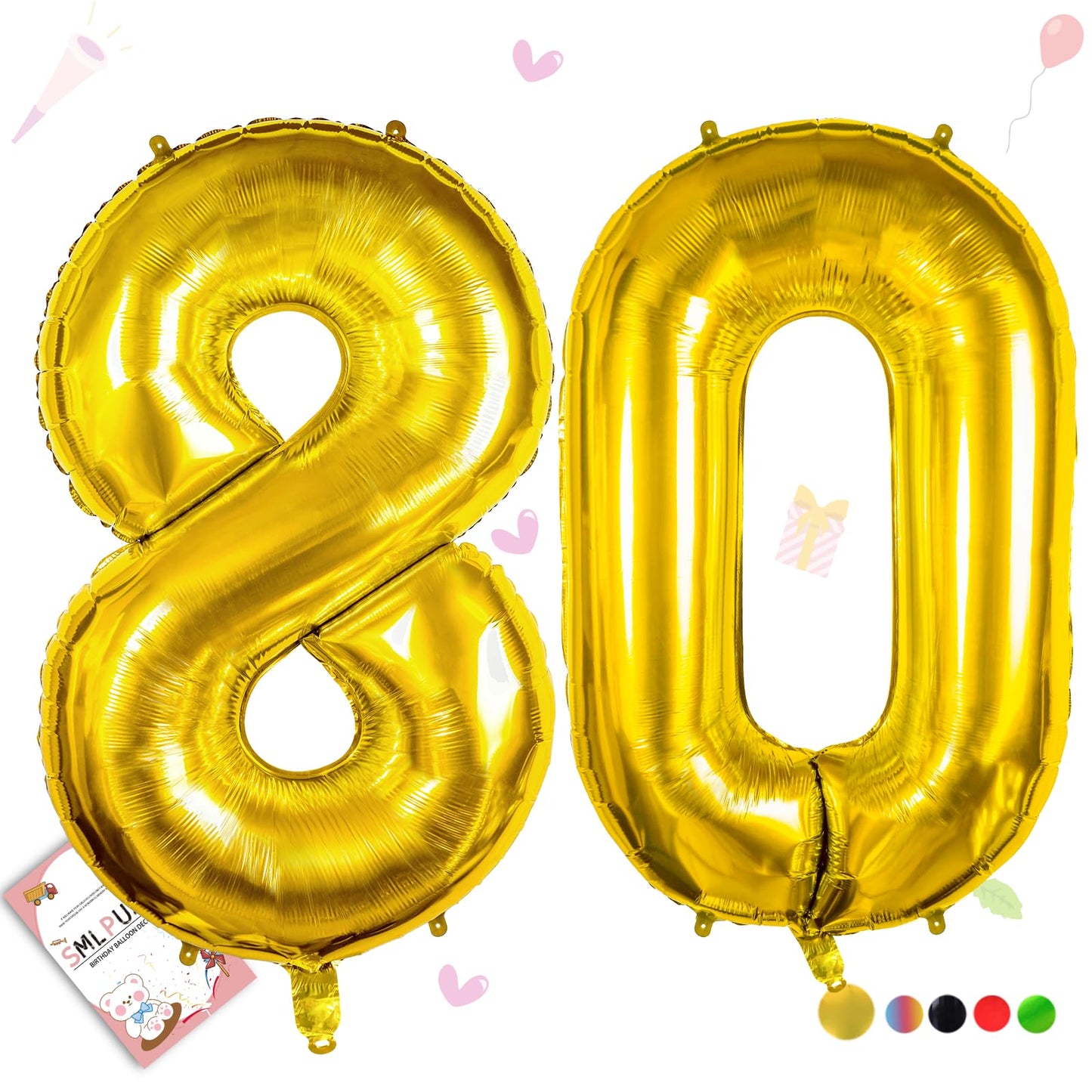 Smlpuame 40 Inch Number Balloon 0-9 Gold Large Number 80 Balloons,Digital Balloons For Birthday Party Celebration Decorations Su