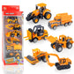 Blooming Lilies 6 Pack Diecast Construction Vehicle Toy Set, Mini Plastic Models for Boys & Girls, Yellow, Ages 1-7, Birthday Party Favors