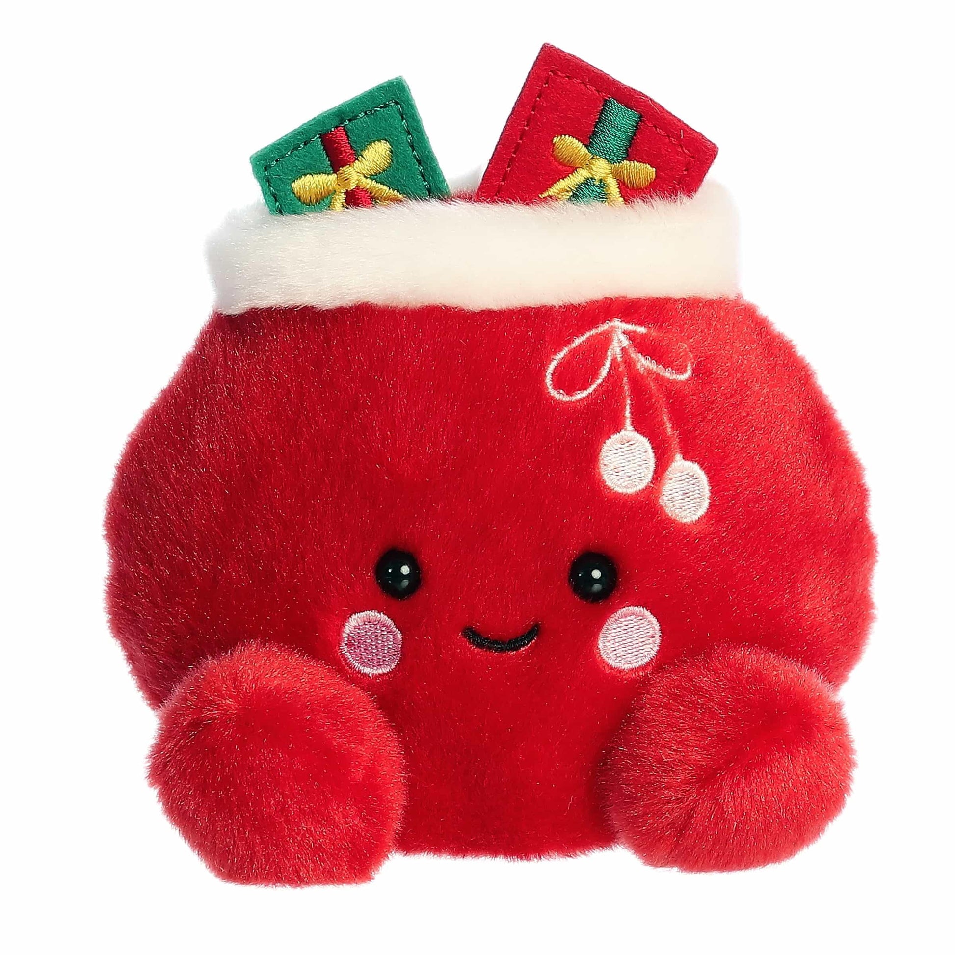 Aurora Festive Palm Pals Velvet Santa Bag Stuffed Animal - Fun Collectible Plush for Kids and mature-themed Collectors - Perfect for Holiday Decorations or Gifts - Red 5 Inches