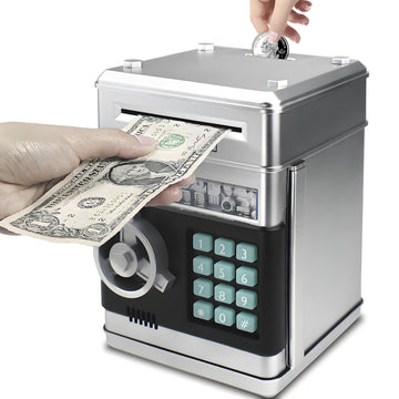 Cabhuti Piggy Bank Electronic Mini Atm For Kids Toy, Safe Money Saving Box Coin Banks Password Code Lock For 3-14 Years Old Kids