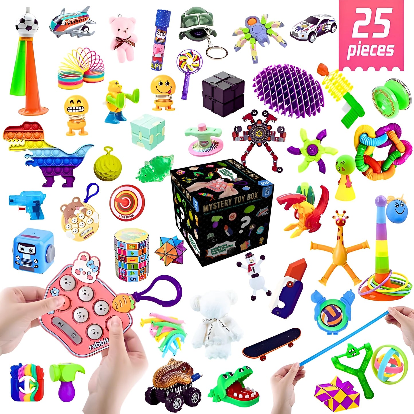 25 Pieces Large Fidget Mystery Box for Kids Girls & Boys - Fun Sensory Fidget Toys Bulk Variety Pack for Toddlers - Fidget Prize