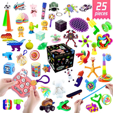 25 Pieces Large Fidget Mystery Box for Kids Girls & Boys - Fun Sensory Fidget Toys Bulk Variety Pack for Toddlers - Fidget Prize