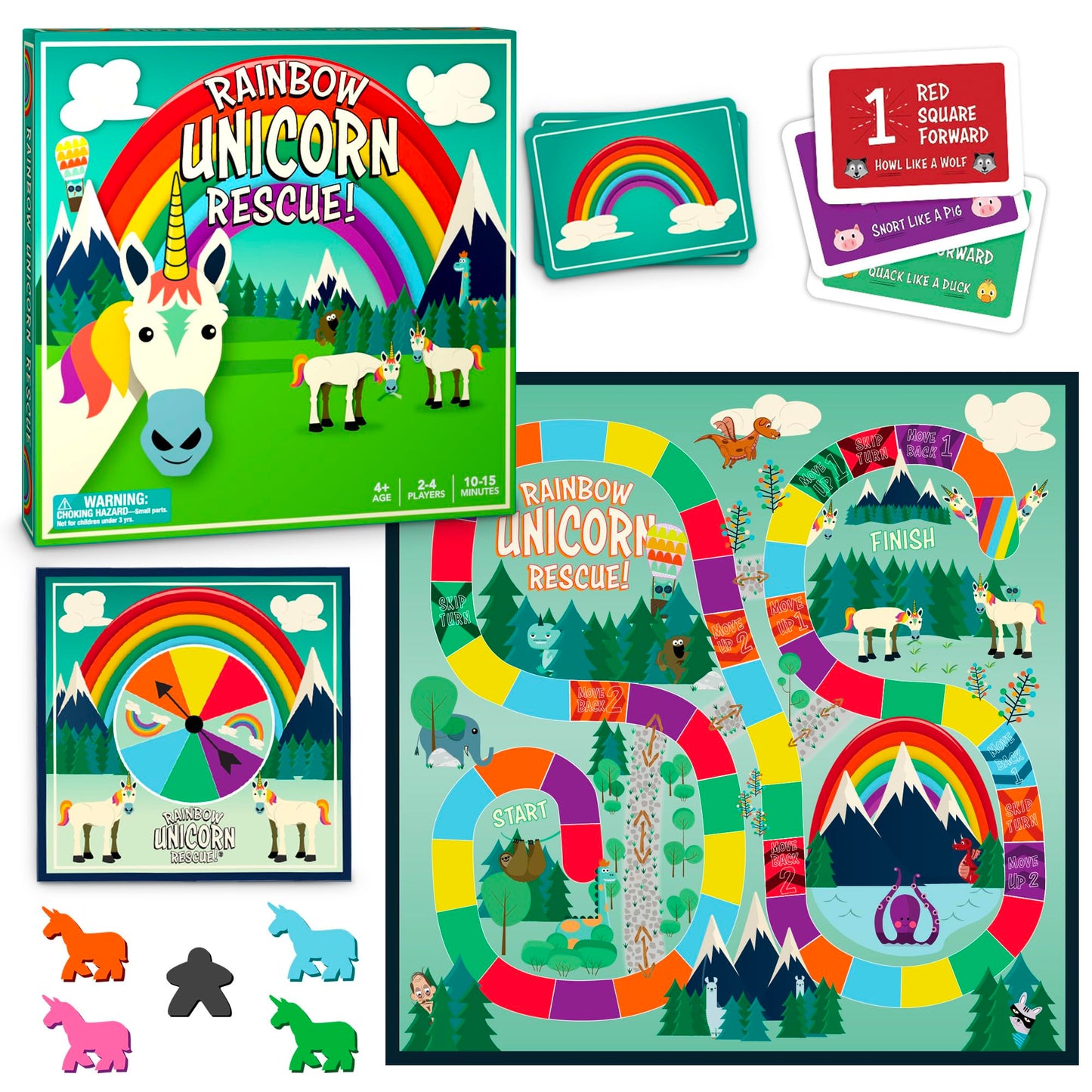Rainbow Unicorn Rescue Board Game - Fun Cooperative Game for Kids Ages 4-8, Colorful Rainbow Design