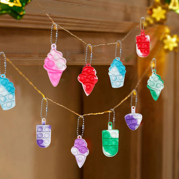 Antyd 30 Pcs Mini Ice Cream Push Pop Keychain Bubble Squeeze Sensory Fidget Toys, Anxiety Stress Reliever Hand Toys, Holiday Idea Gifts For Kids Adults