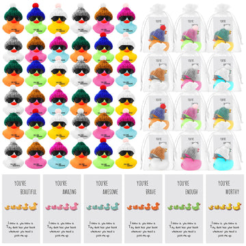 Liliful 108 Set Employee Appreciation Gift Bulk For Coworker Inspirational Mini Rubber Ducks With Glasses You Are Awesome Sign Y