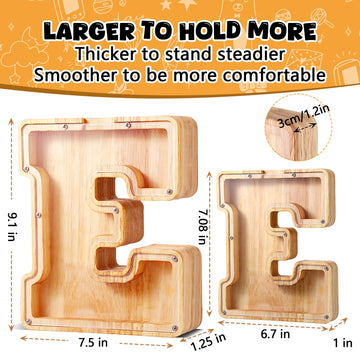 Ubeesize Letter Piggy Banks For Boys Girls, Wooden Personalized Bills And Coins Bank Money Box,Diy Name Birthday Gift For Kids,Bedroom Living Room Decoration(A)