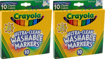 Crayola Ultraclean Broadline Classic Washable Markers (10 Count), (Pack Of 2)