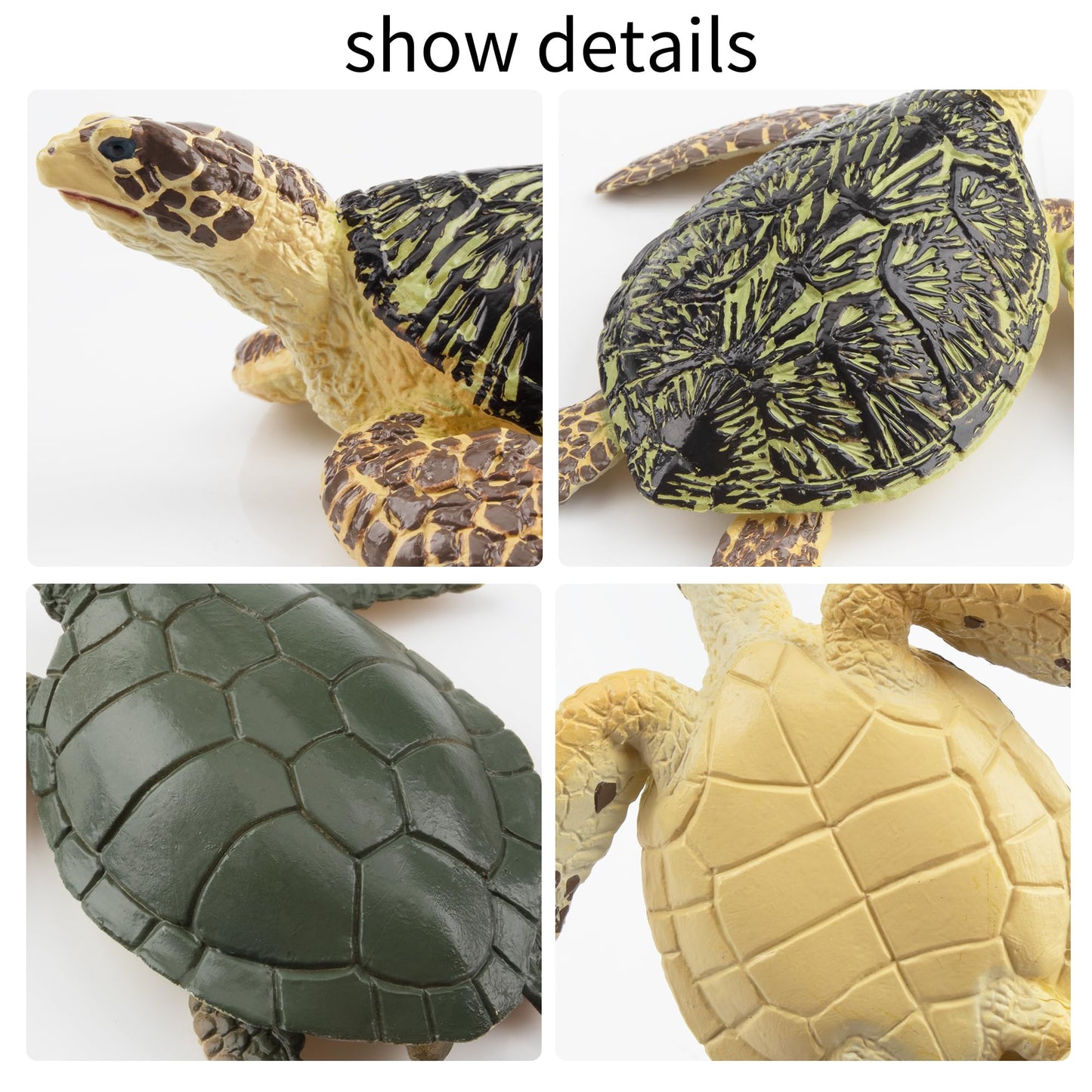 Toymany 6PCS Sea Turtle Figurines Set - Realistic Plastic Ocean Animals for Kids, Educational Toy, Cake Toppers, Birthday Gift