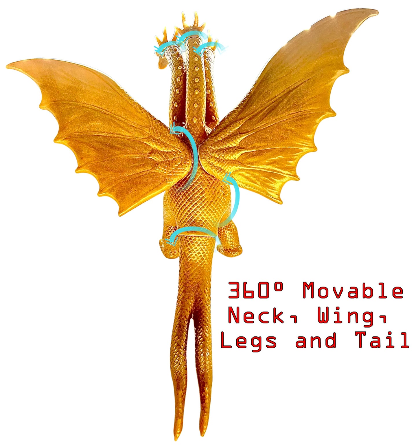 Twcare King Ghidorah, 1964 Movie Series Movable Joints King Of The Monsters Dinosaur Action Figures, Travel Bag