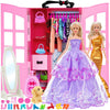 Ibayda 11.5 Inch Girl Doll With Doll Closet Wardrobe Clothes And Accessories Including Doll, Wardrobe, Mirror, Outfits, Dress, Shoes, Hangers, Handbags, Necklace, Crown And Dog (Include Doll)