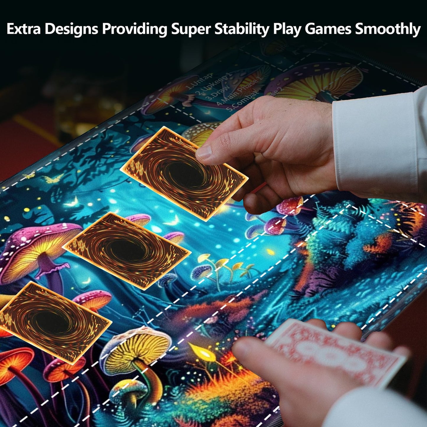 MTG Playmat Game Play Mat for MTG TCG 24 x 14 inches Cards Game Playmats Trading Card Game Stitched Play Mats Commander Deck Gaming Desk Mat Card Gameplay Mats Forest Glowing Mushroom