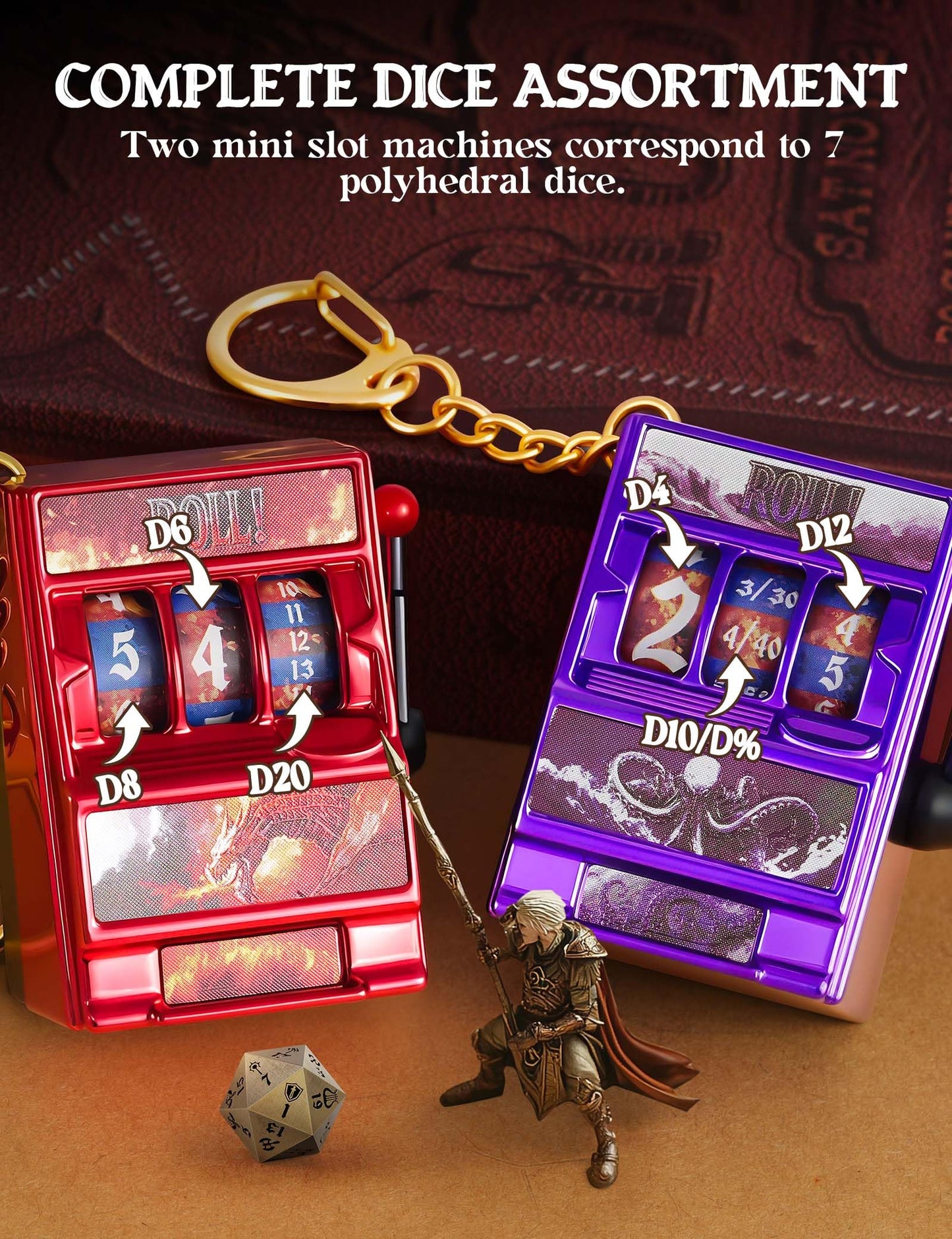 Banloga Dnd Dice Set, Mini Slot Machine Dice For Dungeons And Dragons Role Playing Game, Unique Plastic Dice Suitable For Dnd Pl