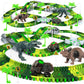 Dinosaur Toys, Create A Dinosaur World Road Race Tracks Glow in The Dark Flexible Train Track Playset, 2pcs Dinosaur Car for 3 4