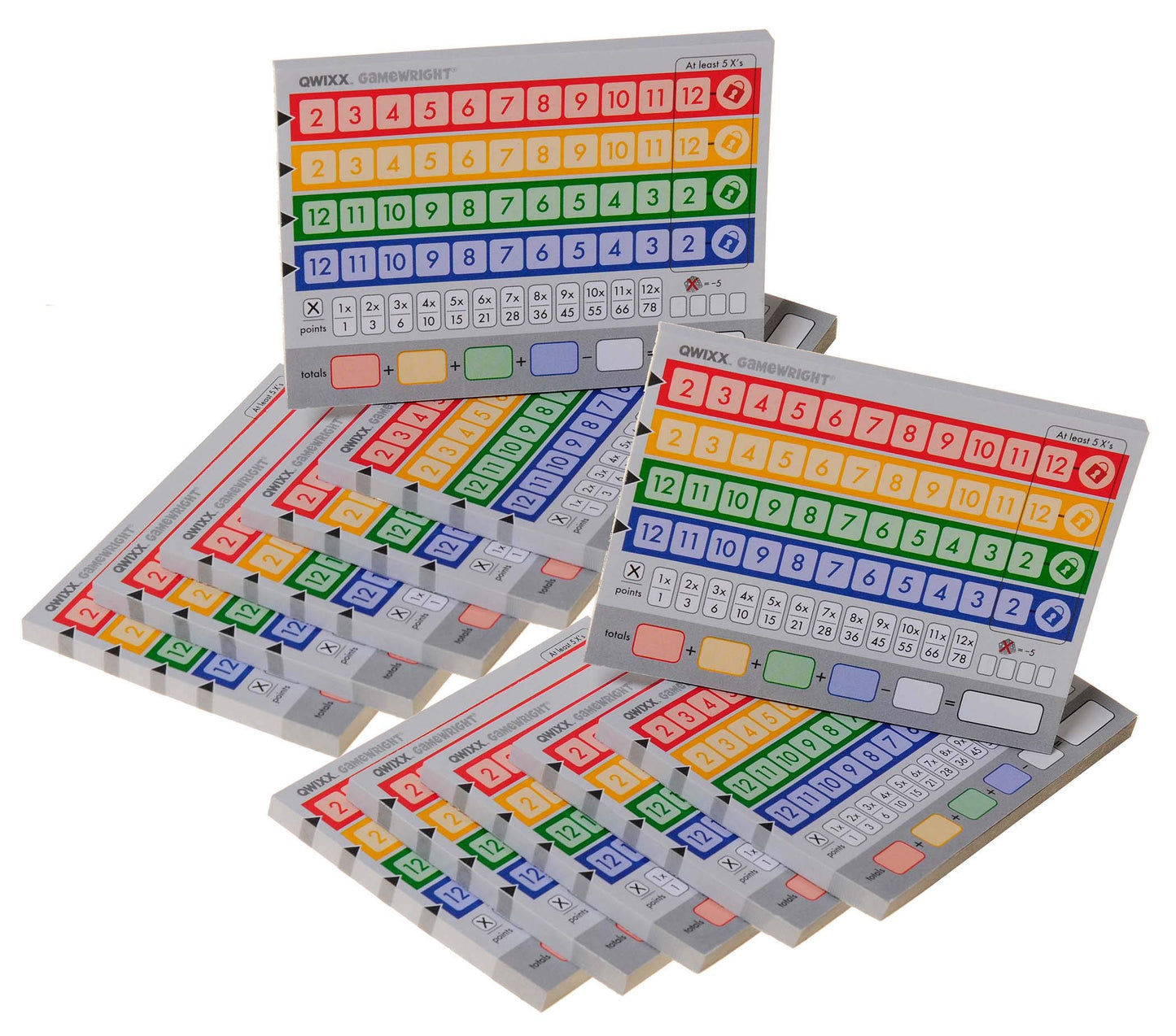 Qwixx 6 Replacement Score Pad Packs - 1,200 Score Sheets || Bonus Red Velvet Drawstring Pouch || Bundled Items