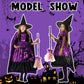 Ramede 5 Pcs Girl Halloween Witch Costume Set Light Up Witch Dress Broom Cloak Hat Sock For Treat Or Trick Party(5-7 Year Old)