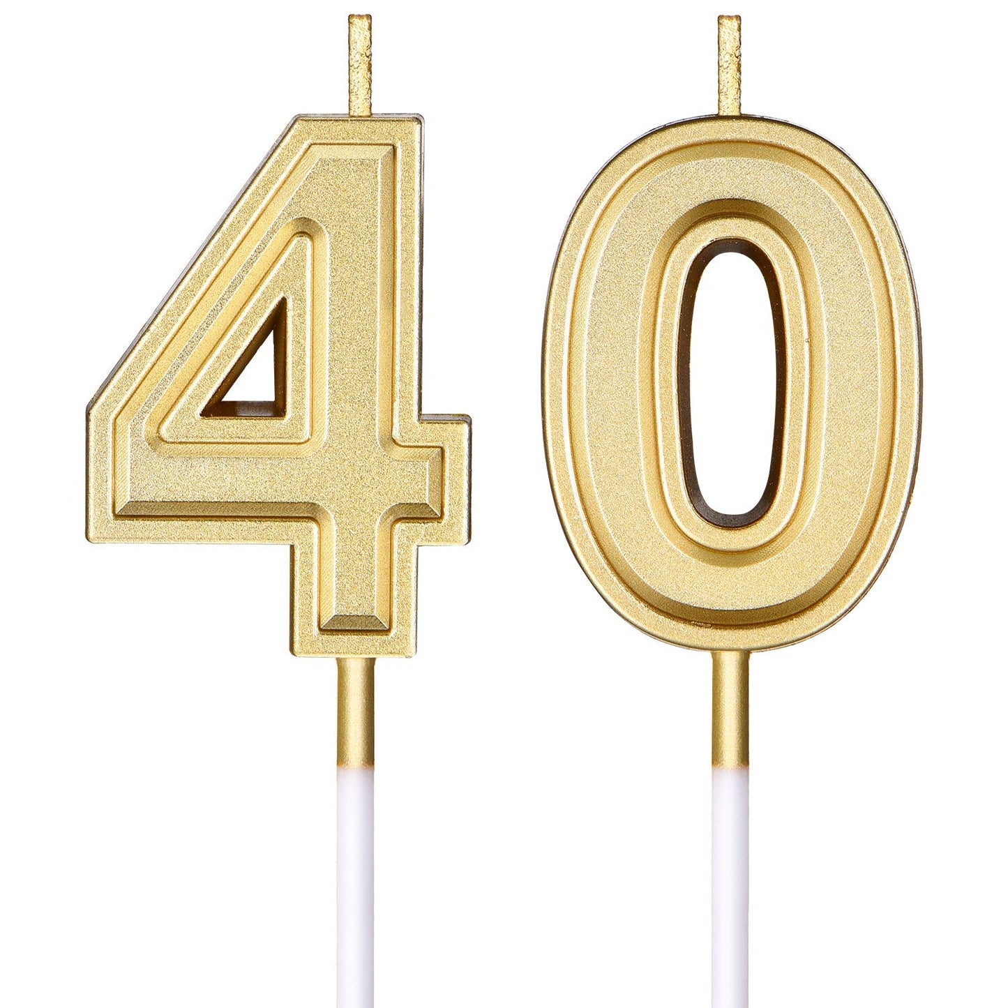 40th Birthday Candles, Number 40 Candles, Happy Birthday Cake Topper Numeral Candles Decoration for Men Women Birthday Party Wed