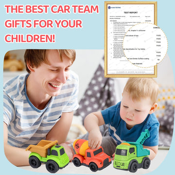 Toddler Cars Toys for 1 2 3 Year Old Boy, 3 in 1 Dump Truck Mixer Cement and Crane Toys for Baby Boy Girls, BPA Free, Phthalates