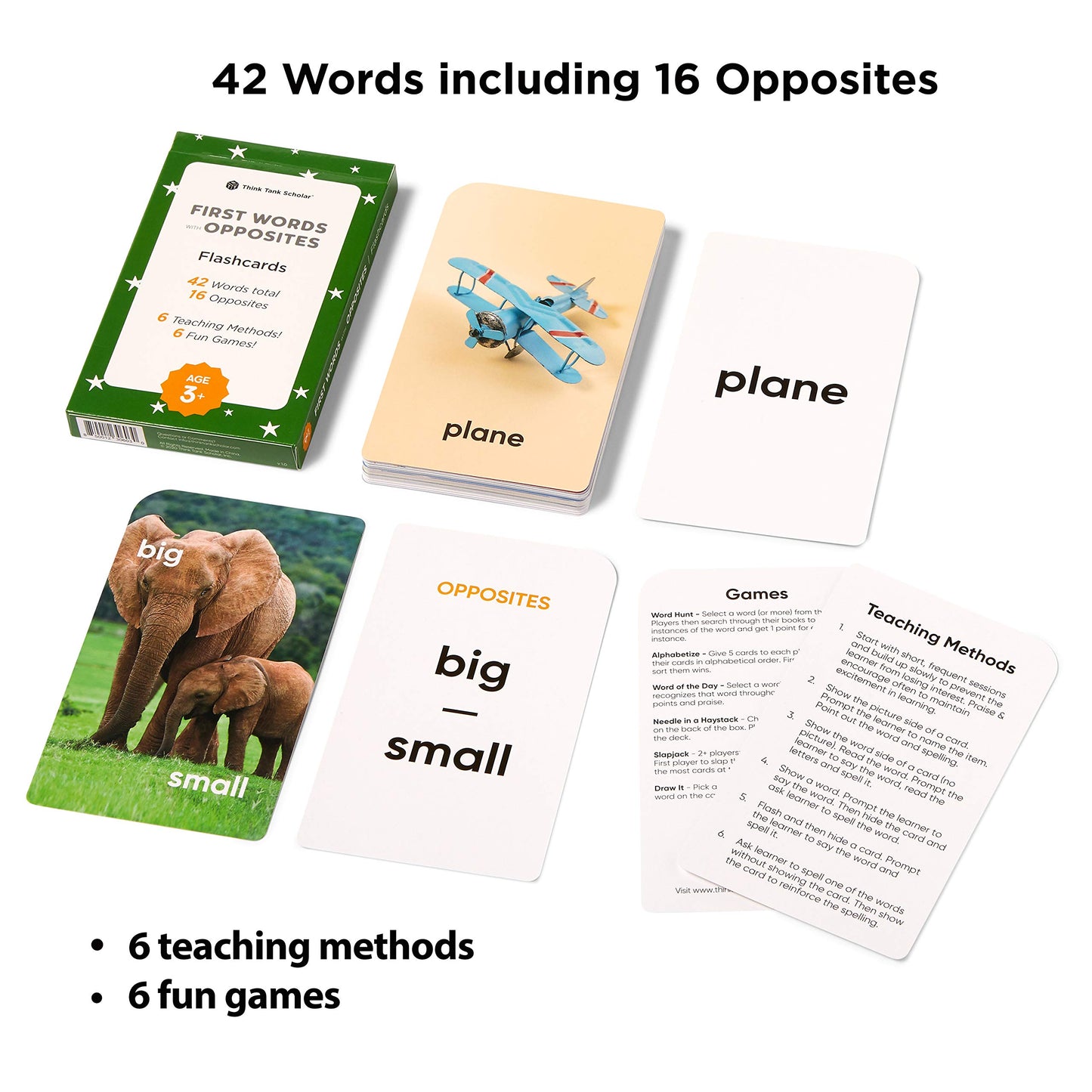 Think Tank Scholar First Words Flash Cards - Opposites Flashcards For Toddlers 2-4 And Kids Ages 4, 5, 6, 7, 8 Years Old - Real Pictures - Homeschool, Preschool, Elementary School, Classroom Learning