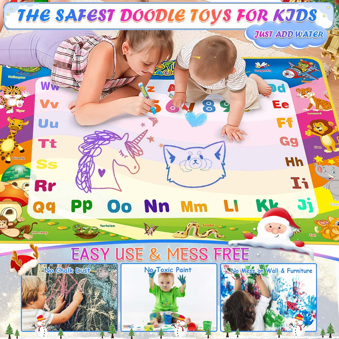 Toddler Toys Water Doodle Mat: 40 X 30 Inch Mess Free Coloring & Drawing Instant Drying Mat - Kids Learning Toys for Girls Age 3