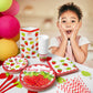 All-In-One 357 Pc Strawberry Party Decorations (Serves 24) Strawberry Party Supplies With Plates, Cups, Napkins, Tablecloth, Bal