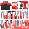 iKaufen Kids 68-Piece Toddler Tool Set with Tool Box & Electric Toy Drill - Pretend Play Construction Toy Set for Boys & Girls A