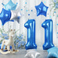 11Th Birthday Balloon For Boys, 40 Inch Balloon Number 11 Dark Blue, Large Star Foil Mylar Balloon Light Royal Blue Silver, Heli
