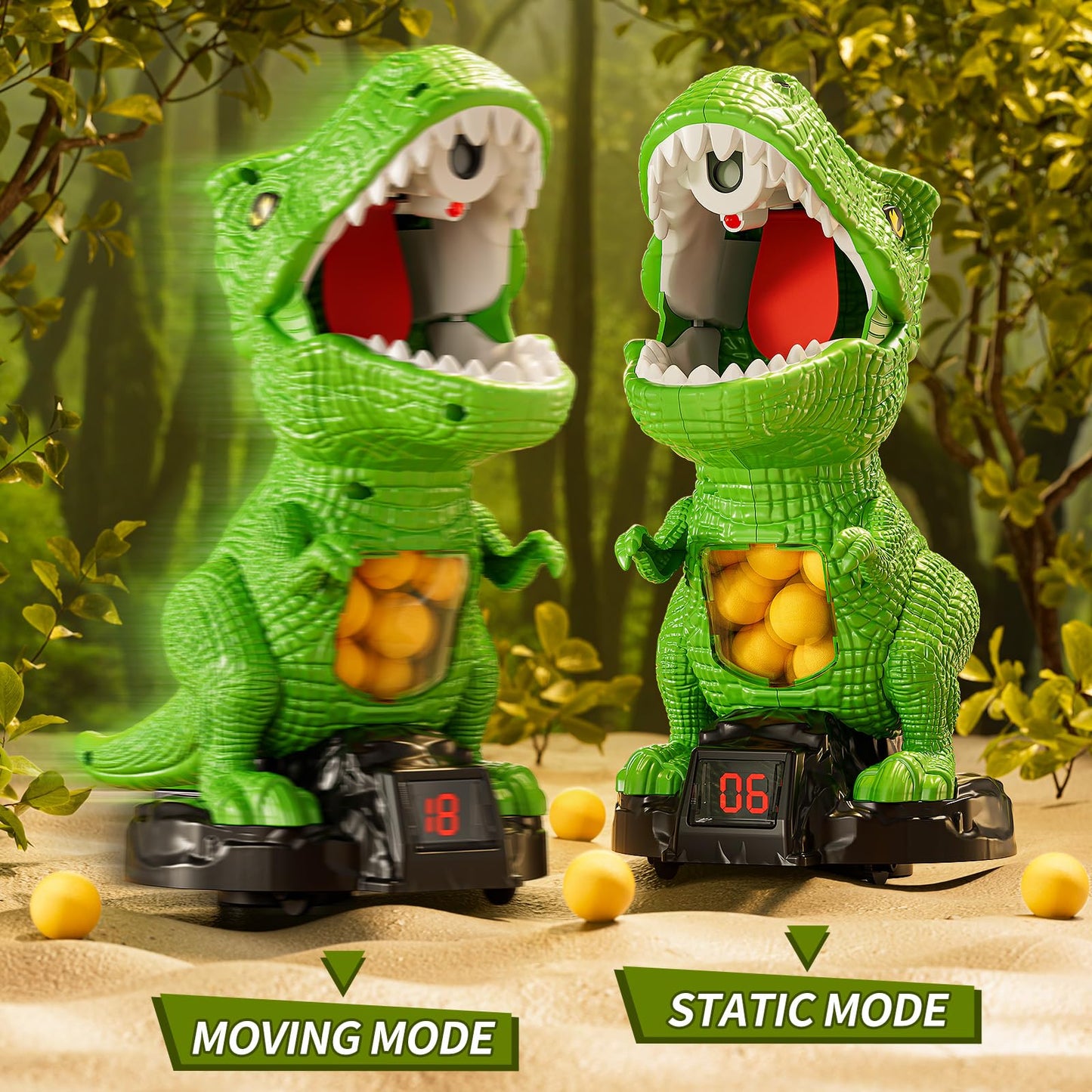Jukudahu Dinosaur Shooting Boy Toys For Kids Age 3 4 5 6 7 8 - Moveable Shooting Game With Scoreboard, Light And Sound, 12 Foam