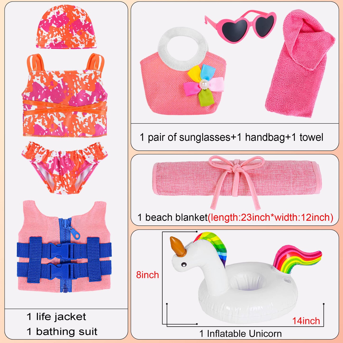 Ebuddy Doll Clothes 18 Inch Doll Accessories Beach Themed Playsets Diving Suit For 18 Inch Girl Dolls(No Doll)