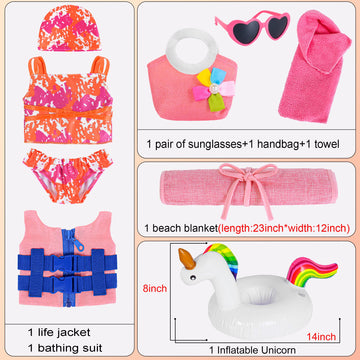 Ebuddy Doll Clothes 18 Inch Doll Accessories Beach Themed Playsets Diving Suit For 18 Inch Girl Dolls(No Doll)