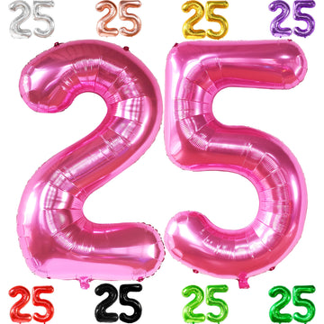 Katchon, Hot Pink 25 Balloon Numbers - 40 Inch | 25Th Birthday Balloons, Pink 25Th Birthday Decorations For Women | 25 Balloon Numbers Pink | 25 Years Balloons, 25Th Birthday Decorations For Men