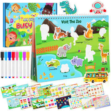 Gobutend Busy Book For Toddlers, Upgrade Preschool Learning Activities Books, Toddler Montessori Sticker Books For Kids, Dinosau