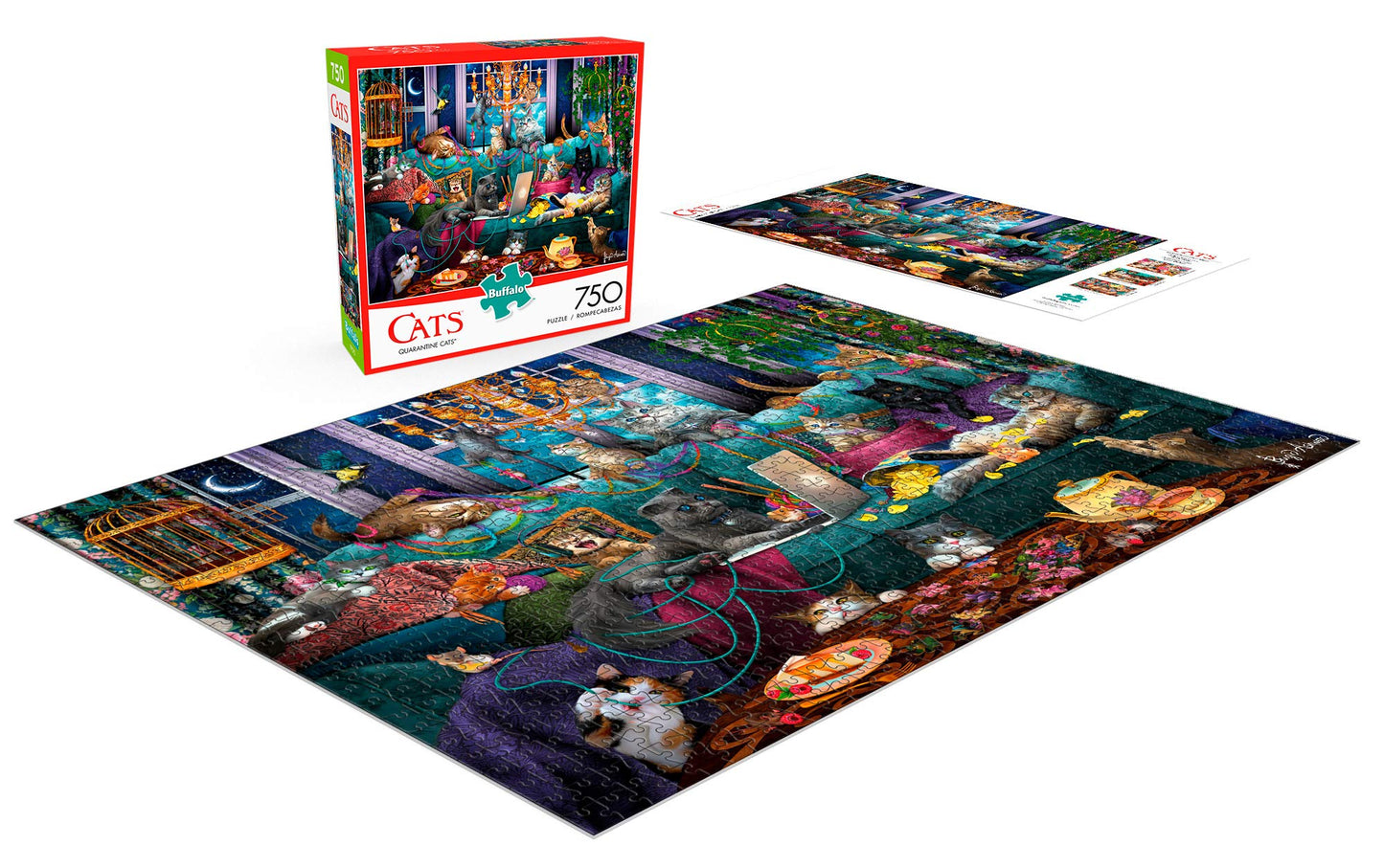Buffalo Games - Brigid Ashwood - Quarantine Cats - 750 Piece Jigsaw Puzzle For Adults -Challenging Puzzle Perfect For Game Nights - Finished Size Is 24.00 X 18.00