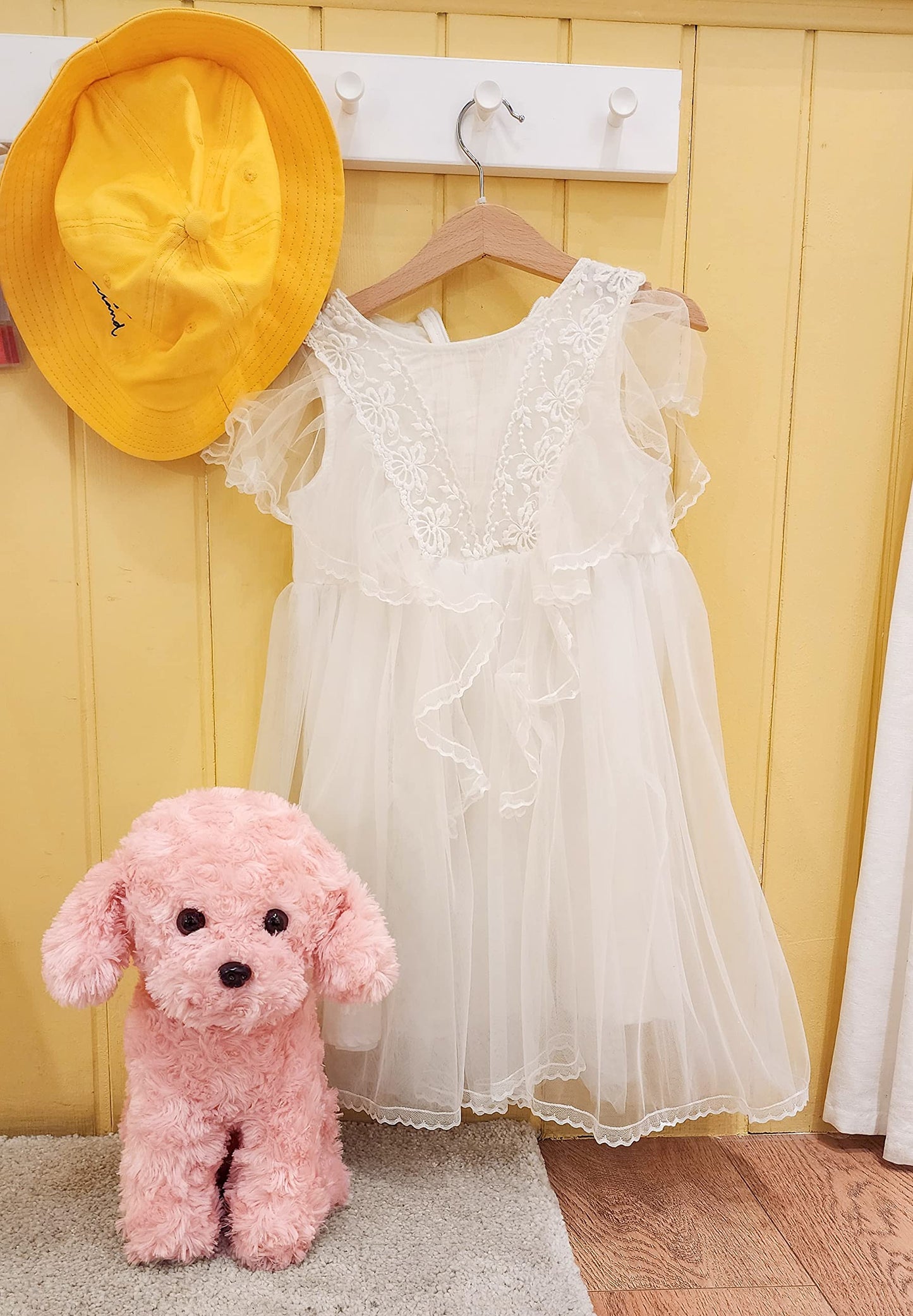 Weigedu Pink Puppy Dog Stuffed Animals Plush Toys, Pink Poodle Bichon Frise Maltese Stuffed Dog Plush, 12.6 Inches