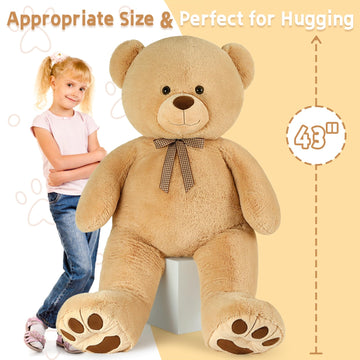 Maogolan 43 Inch Giant Teddy Bear Stuffed Animal, Big Stuffed Bear For Baby Shower Life Size Large Teddy Bear For Girlfriend Boyfriend Wife Children（Light Brown）