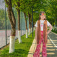 Xonyicos 8 Pcs Girls Kids 60S 70S Hippie Costume Disco Outfits Fringe Vest Boho Bell Bottoms Hippie Outfits Accessories Set (Bro