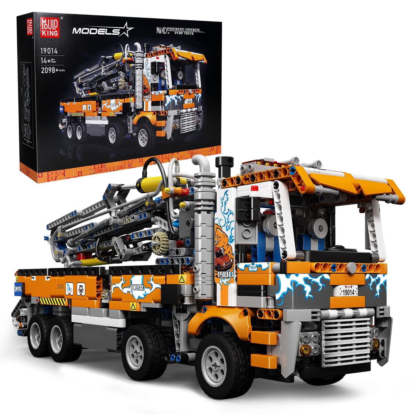 Mould King Concrete Pump Truck Building Set, 2098 Pieces, Red, 21"x5"x8", Plastic Model for Kids Ages 14+