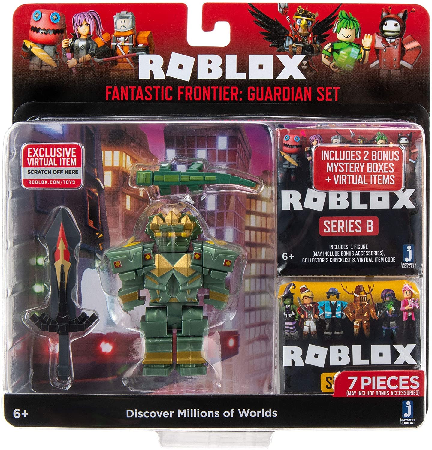 Roblox Action Collection - Fantastic Frontier: Guardian Set + Two Mystery Figure Bundle [Includes 3 limited availability Virtual Items]
