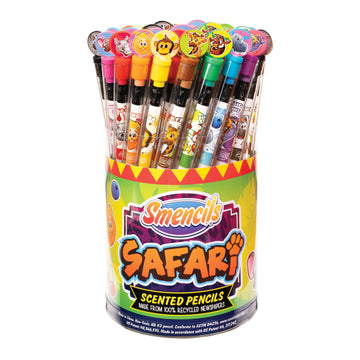 Safari Smencils Cylinder - Hb #2 Scented Pencils, 50 Count, Gifts For Kids, Classroom Rewards, Party Favors, Stuffers