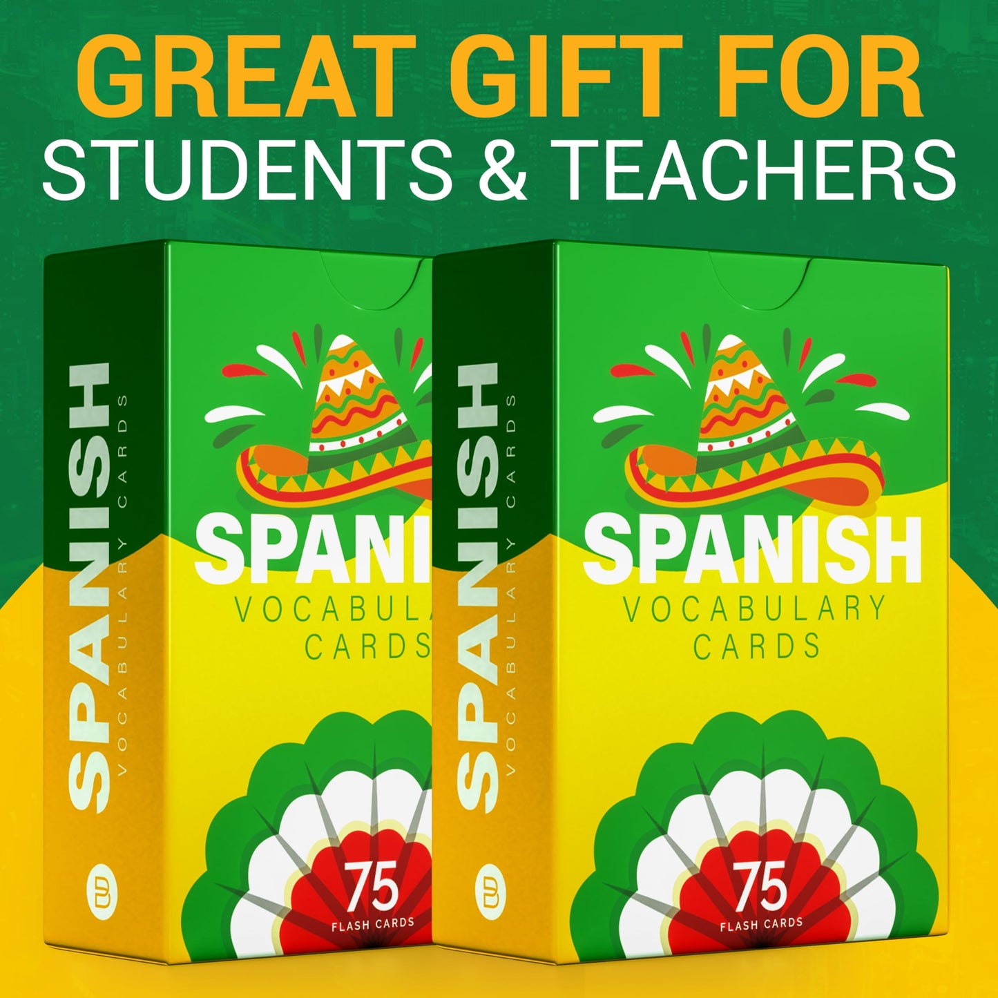 Spanish Vocabulary Flash Cards - 75 Beginner Vocab With Pictures - Memory & Sight Words, Travel & Quick Reference - Educational Language Learning Game Play - Kids, Grade School, Classroom, Homeschool