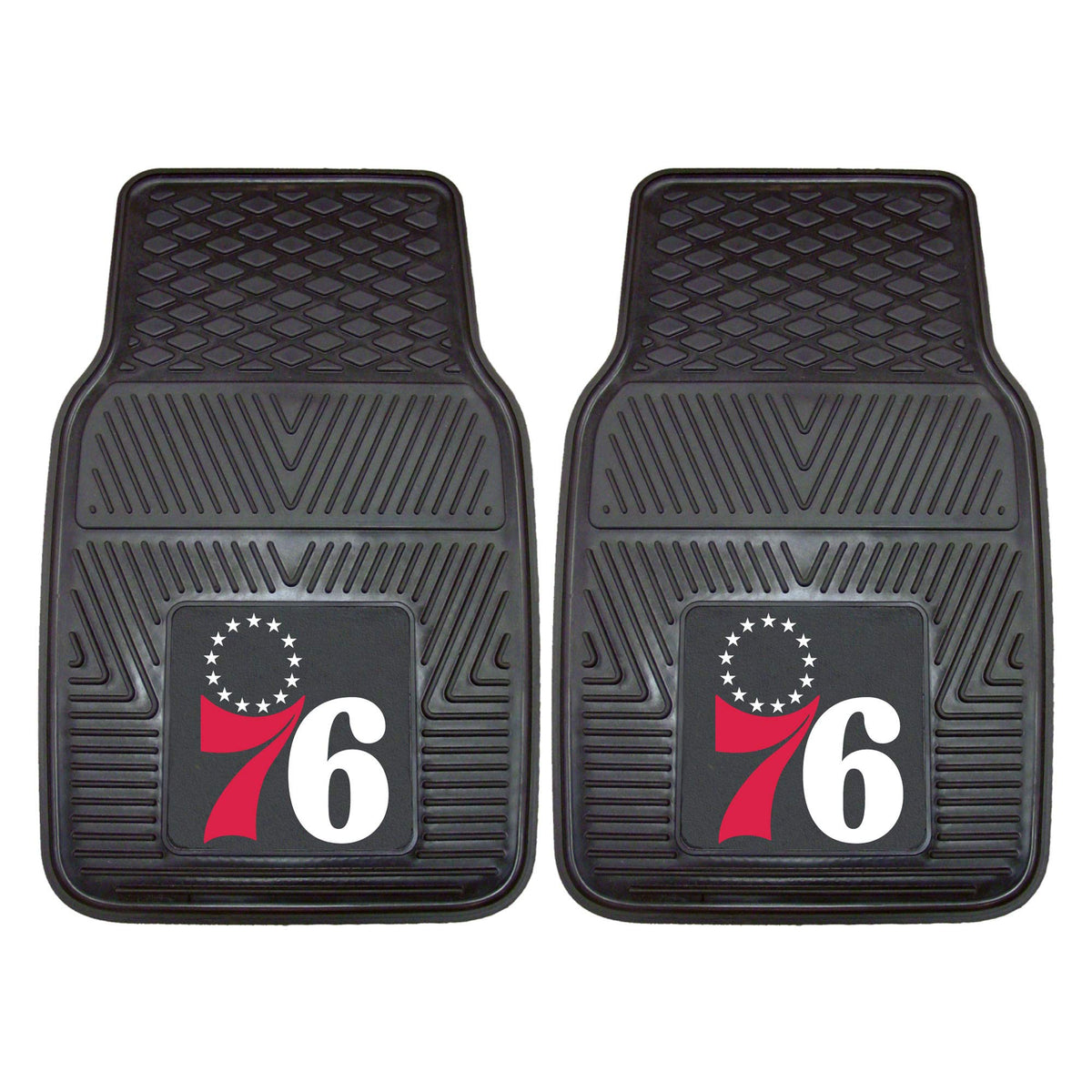 FANMATS 9374 Philadelphia 76ers 2-Piece Heavy Duty Vinyl Car Mat Set, Front Row Floor Mats, All Weather Protection, Universal Fi