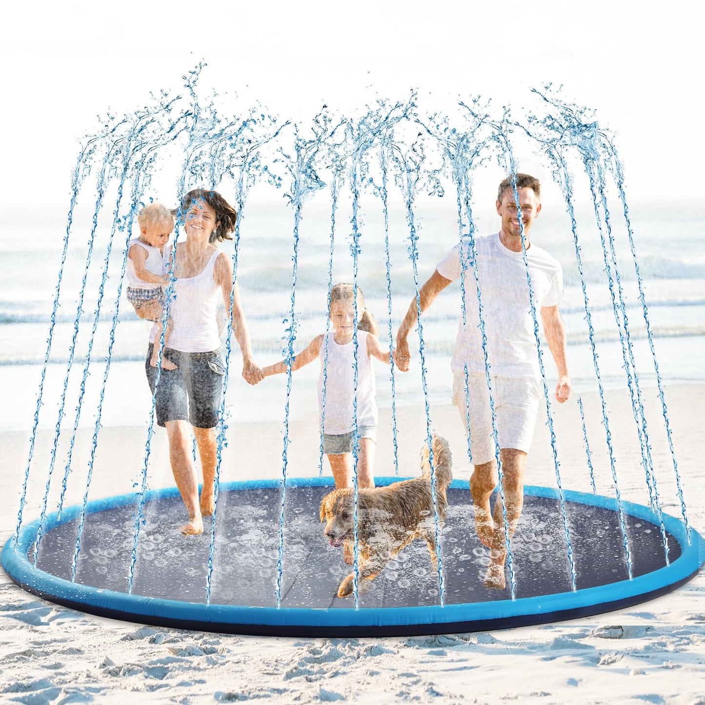 Lewtemi 8 Ft Giant Non Slip Splash Pad 96'' For Adult And Dog, Thicken Sprinkler Pool Outdoor Fountaintoy Mat For Pet Dog(Simple