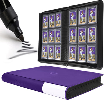 Toploader Binder  Holds 360 Top Loaders - 9-Pocket Top Loader Binder for 3 x 4 Rigid Card Holders for Trading Cards or Sports Cards  Model B - Classic Purple