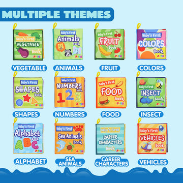 Joyin 12 Pcs Bath Books, Nontoxic Fabric Soft Crinkly Cloth Books, Waterproof, Bathtub Pool And Early Education First Toys For Infant Newborn Baby Toddlers Kids Birthday Gifts